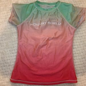Girls Holiday World Short Sleeve Swim Shirt